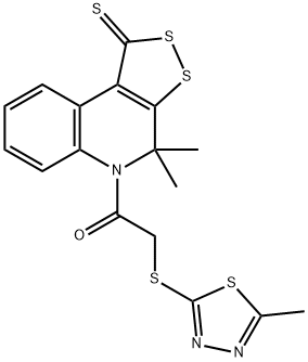 4,4-dimethyl-5-{[(5-methyl-1,3,4-thiadiazol-2-yl)sulfanyl]acetyl}-4,5-dihydro-1H-[1,2]dithiolo[3,4-c]quinoline-1-thione 结构式