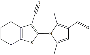 2-(3-formyl-2,5-dimethyl-1H-pyrrol-1-yl)-4,5,6,7-tetrahydro-1-benzothiophene-3-carbonitrile 化学構造式