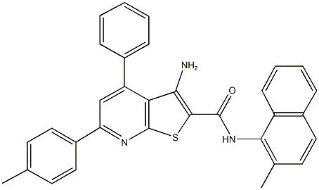 3-amino-N-(2-methyl-1-naphthyl)-6-(4-methylphenyl)-4-phenylthieno[2,3-b]pyridine-2-carboxamide 结构式