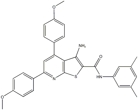 3-amino-N-(3,5-dimethylphenyl)-4,6-bis(4-methoxyphenyl)thieno[2,3-b]pyridine-2-carboxamide Structure