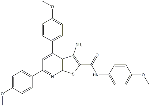 3-amino-N,4,6-tris(4-methoxyphenyl)thieno[2,3-b]pyridine-2-carboxamide,332156-07-7,结构式