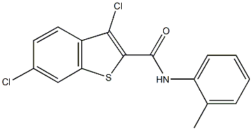3,6-dichloro-N-(2-methylphenyl)-1-benzothiophene-2-carboxamide,332156-49-7,结构式