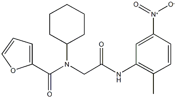 N-cyclohexyl-N-(2-{5-nitro-2-methylanilino}-2-oxoethyl)-2-furamide 结构式