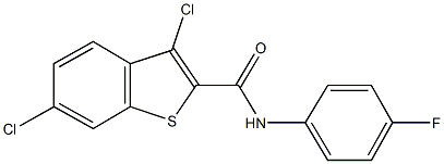 3,6-dichloro-N-(4-fluorophenyl)-1-benzothiophene-2-carboxamide Struktur
