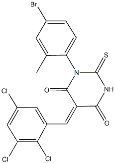 1-(4-bromo-2-methylphenyl)-2-thioxo-5-(2,3,5-trichlorobenzylidene)dihydro-4,6(1H,5H)-pyrimidinedione,332158-89-1,结构式