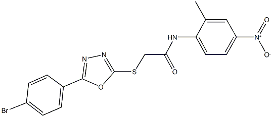 2-{[5-(4-bromophenyl)-1,3,4-oxadiazol-2-yl]sulfanyl}-N-{4-nitro-2-methylphenyl}acetamide 结构式