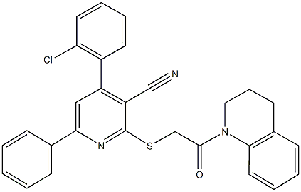 4-(2-chlorophenyl)-2-{[2-(3,4-dihydro-1(2H)-quinolinyl)-2-oxoethyl]sulfanyl}-6-phenylnicotinonitrile,332163-91-4,结构式