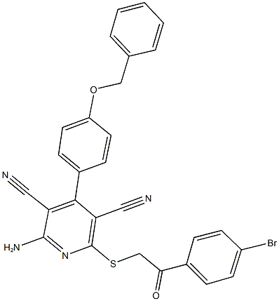 2-amino-4-[4-(benzyloxy)phenyl]-6-{[2-(4-bromophenyl)-2-oxoethyl]sulfanyl}-3,5-pyridinedicarbonitrile 结构式