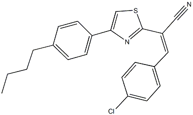 2-[4-(4-butylphenyl)-1,3-thiazol-2-yl]-3-(4-chlorophenyl)acrylonitrile,332175-15-2,结构式