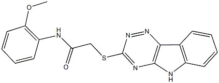 N-(2-methoxyphenyl)-2-(5H-[1,2,4]triazino[5,6-b]indol-3-ylsulfanyl)acetamide 化学構造式