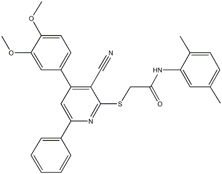 332177-60-3 2-{[3-cyano-4-(3,4-dimethoxyphenyl)-6-phenyl-2-pyridinyl]sulfanyl}-N-(2,5-dimethylphenyl)acetamide