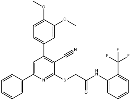 332177-62-5 2-{[3-cyano-4-(3,4-dimethoxyphenyl)-6-phenyl-2-pyridinyl]sulfanyl}-N-[2-(trifluoromethyl)phenyl]acetamide