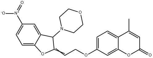7-[2-(5-nitro-3-(4-morpholinyl)-1-benzofuran-2(3H)-ylidene)ethoxy]-4-methyl-2H-chromen-2-one,332177-91-0,结构式