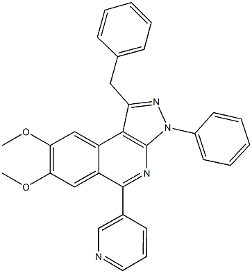 332351-96-9 7,8-bis(methyloxy)-3-phenyl-1-(phenylmethyl)-5-pyridin-3-yl-3H-pyrazolo[3,4-c]isoquinoline