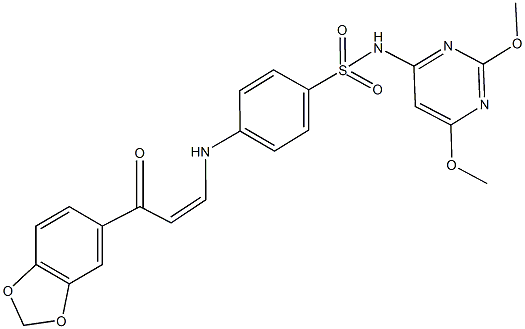 4-{[3-(1,3-benzodioxol-5-yl)-3-oxo-1-propenyl]amino}-N-(2,6-dimethoxy-4-pyrimidinyl)benzenesulfonamide|