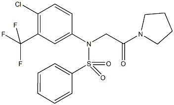 N-[4-chloro-3-(trifluoromethyl)phenyl]-N-(2-oxo-2-pyrrolidin-1-ylethyl)benzenesulfonamide 化学構造式