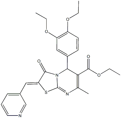 ethyl 5-(3,4-diethoxyphenyl)-7-methyl-3-oxo-2-(3-pyridinylmethylene)-2,3-dihydro-5H-[1,3]thiazolo[3,2-a]pyrimidine-6-carboxylate Structure