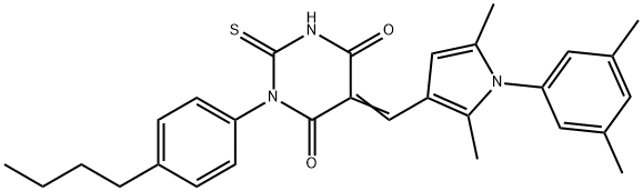 1-(4-butylphenyl)-5-{[1-(3,5-dimethylphenyl)-2,5-dimethyl-1H-pyrrol-3-yl]methylene}-2-thioxodihydro-4,6(1H,5H)-pyrimidinedione Structure