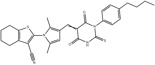 332355-72-3 2-{3-[(1-(4-butylphenyl)-4,6-dioxo-2-thioxotetrahydro-5(2H)-pyrimidinylidene)methyl]-2,5-dimethyl-1H-pyrrol-1-yl}-4,5,6,7-tetrahydro-1-benzothiophene-3-carbonitrile