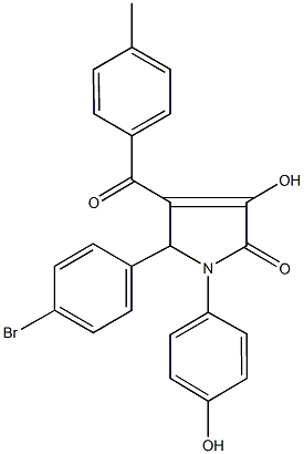 5-(4-bromophenyl)-3-hydroxy-1-(4-hydroxyphenyl)-4-[(4-methylphenyl)carbonyl]-1,5-dihydro-2H-pyrrol-2-one 结构式