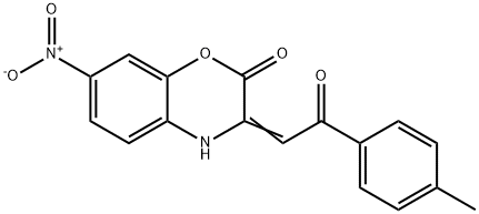 7-nitro-3-[2-(4-methylphenyl)-2-oxoethylidene]-3,4-dihydro-2H-1,4-benzoxazin-2-one 化学構造式