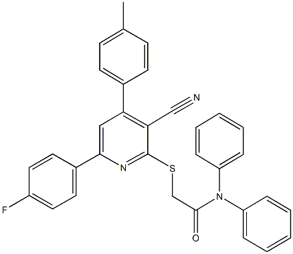 2-{[3-cyano-6-(4-fluorophenyl)-4-(4-methylphenyl)-2-pyridinyl]sulfanyl}-N,N-diphenylacetamide|