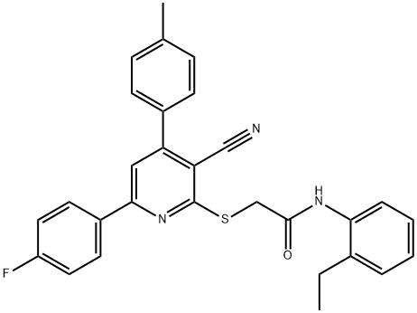 332358-53-9 2-{[3-cyano-6-(4-fluorophenyl)-4-(4-methylphenyl)-2-pyridinyl]sulfanyl}-N-(2-ethylphenyl)acetamide