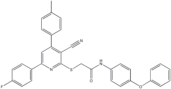 2-{[3-cyano-6-(4-fluorophenyl)-4-(4-methylphenyl)-2-pyridinyl]sulfanyl}-N-(4-phenoxyphenyl)acetamide|