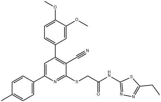 332372-53-9 2-{[3-cyano-4-(3,4-dimethoxyphenyl)-6-(4-methylphenyl)-2-pyridinyl]sulfanyl}-N-(5-ethyl-1,3,4-thiadiazol-2-yl)acetamide