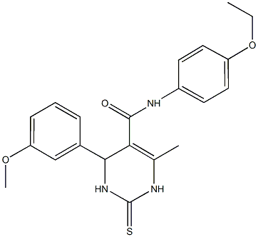 N-(4-ethoxyphenyl)-4-(3-methoxyphenyl)-6-methyl-2-thioxo-1,2,3,4-tetrahydro-5-pyrimidinecarboxamide 化学構造式