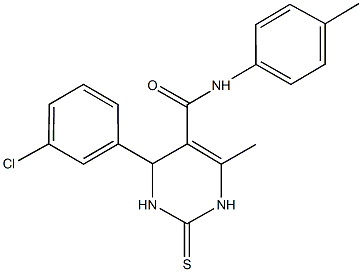 4-(3-chlorophenyl)-6-methyl-N-(4-methylphenyl)-2-thioxo-1,2,3,4-tetrahydro-5-pyrimidinecarboxamide,332373-16-7,结构式