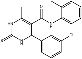 4-(3-chlorophenyl)-6-methyl-N-(2-methylphenyl)-2-thioxo-1,2,3,4-tetrahydro-5-pyrimidinecarboxamide 结构式