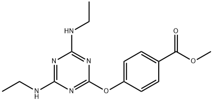 methyl 4-{[4,6-bis(ethylamino)-1,3,5-triazin-2-yl]oxy}benzoate 化学構造式