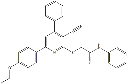 2-{[3-cyano-6-(4-ethoxyphenyl)-4-phenyl-2-pyridinyl]sulfanyl}-N-phenylacetamide|