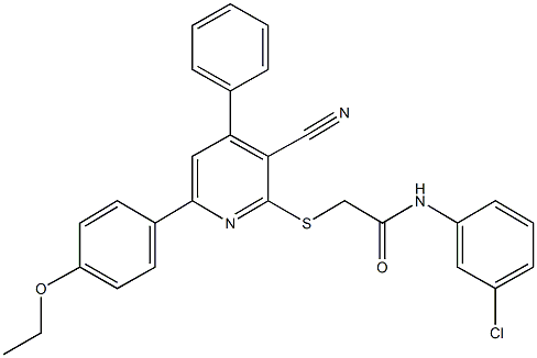 N-(3-chlorophenyl)-2-{[3-cyano-6-(4-ethoxyphenyl)-4-phenyl-2-pyridinyl]sulfanyl}acetamide Structure