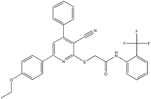 2-{[3-cyano-6-(4-ethoxyphenyl)-4-phenyl-2-pyridinyl]sulfanyl}-N-[2-(trifluoromethyl)phenyl]acetamide|