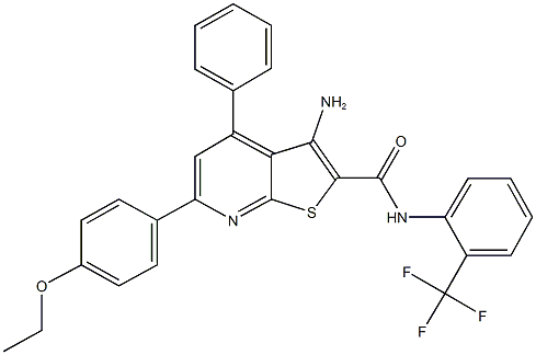 3-amino-6-(4-ethoxyphenyl)-4-phenyl-N-[2-(trifluoromethyl)phenyl]thieno[2,3-b]pyridine-2-carboxamide Structure