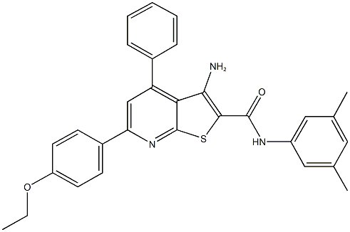 3-amino-N-(3,5-dimethylphenyl)-6-(4-ethoxyphenyl)-4-phenylthieno[2,3-b]pyridine-2-carboxamide 结构式