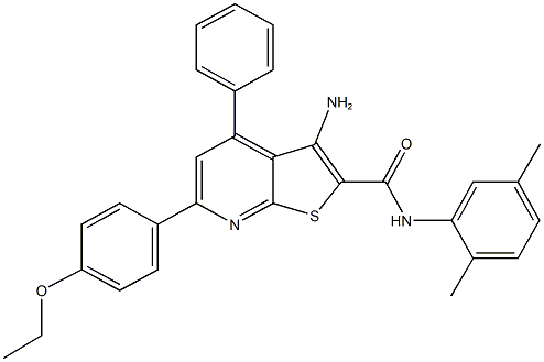 3-amino-N-(2,5-dimethylphenyl)-6-(4-ethoxyphenyl)-4-phenylthieno[2,3-b]pyridine-2-carboxamide,332375-98-1,结构式