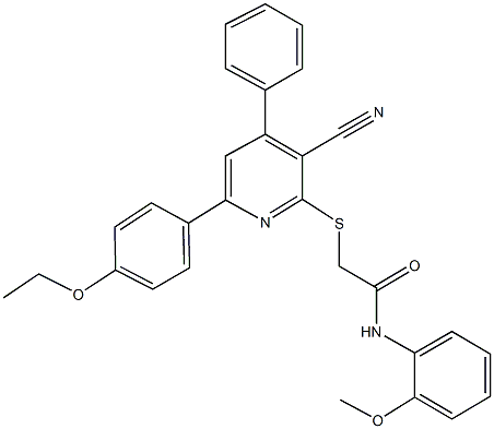 2-{[3-cyano-6-(4-ethoxyphenyl)-4-phenyl-2-pyridinyl]sulfanyl}-N-(2-methoxyphenyl)acetamide|