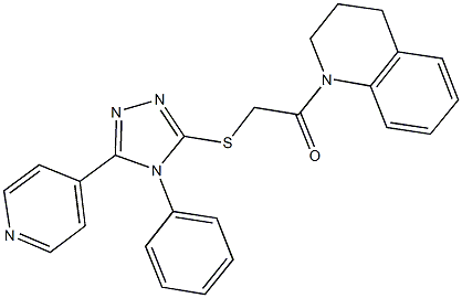 1-{[(4-phenyl-5-pyridin-4-yl-4H-1,2,4-triazol-3-yl)sulfanyl]acetyl}-1,2,3,4-tetrahydroquinoline 化学構造式
