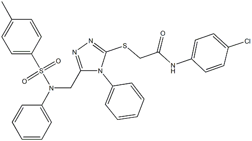 N-(4-chlorophenyl)-2-{[5-({[(4-methylphenyl)sulfonyl]anilino}methyl)-4-phenyl-4H-1,2,4-triazol-3-yl]sulfanyl}acetamide Structure