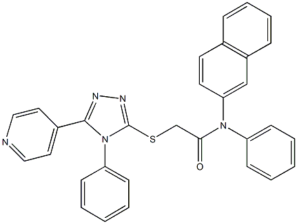 N-(2-naphthyl)-N-phenyl-2-{[4-phenyl-5-(4-pyridinyl)-4H-1,2,4-triazol-3-yl]sulfanyl}acetamide 化学構造式