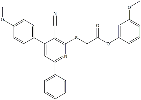 3-methoxyphenyl {[3-cyano-4-(4-methoxyphenyl)-6-phenyl-2-pyridinyl]sulfanyl}acetate,332376-77-9,结构式