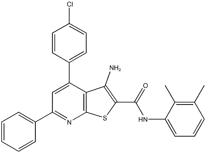 3-amino-4-(4-chlorophenyl)-N-(2,3-dimethylphenyl)-6-phenylthieno[2,3-b]pyridine-2-carboxamide,332377-57-8,结构式