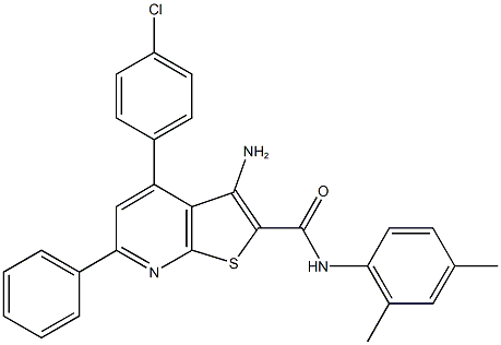3-amino-4-(4-chlorophenyl)-N-(2,4-dimethylphenyl)-6-phenylthieno[2,3-b]pyridine-2-carboxamide 结构式
