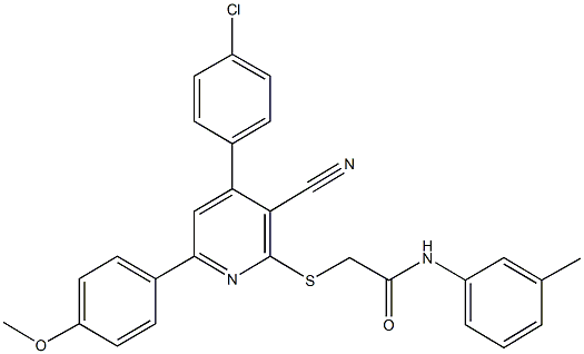 2-{[4-(4-chlorophenyl)-3-cyano-6-(4-methoxyphenyl)-2-pyridinyl]sulfanyl}-N-(3-methylphenyl)acetamide Structure