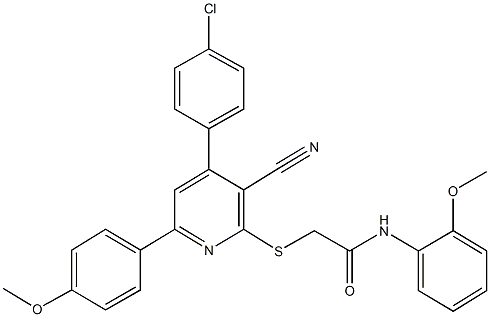 2-{[4-(4-chlorophenyl)-3-cyano-6-(4-methoxyphenyl)-2-pyridinyl]sulfanyl}-N-(2-methoxyphenyl)acetamide|