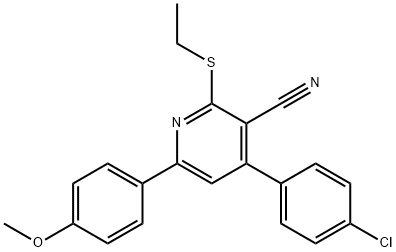 4-(4-chlorophenyl)-2-(ethylsulfanyl)-6-(4-methoxyphenyl)nicotinonitrile,332377-88-5,结构式