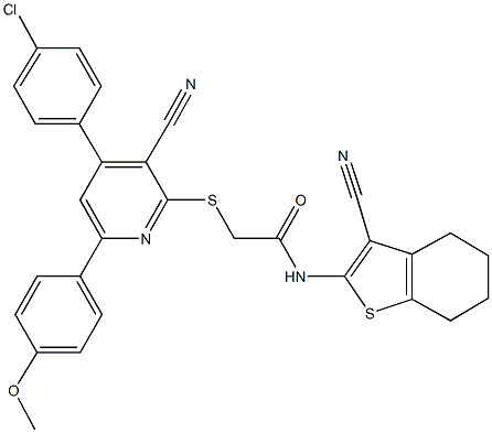 332377-90-9 2-{[4-(4-chlorophenyl)-3-cyano-6-(4-methoxyphenyl)-2-pyridinyl]sulfanyl}-N-(3-cyano-4,5,6,7-tetrahydro-1-benzothien-2-yl)acetamide